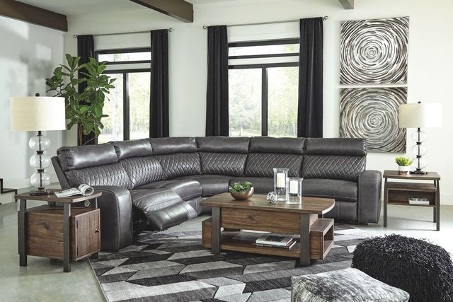 Signature Design by Ashley® Samperstone 5-Piece Gray L-Shape Power Reclining Sectional-4