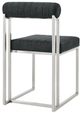 Armen Living Anastasia 2-Piece Brushed Stainless Steel/Charcoal Upholstered Dining Side Chair Set-3