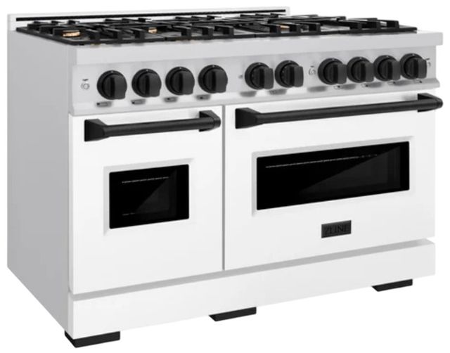 ZLINE Classic Autograph Edition 48" Stainless Steel Pro Style Gas Range with White Matte Door and Matte Black Accents-2
