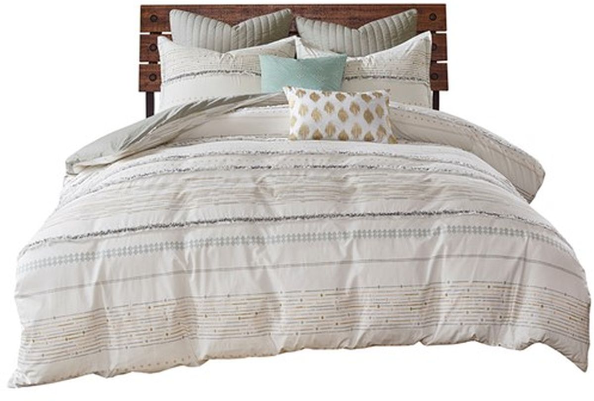 New boho sale INK+IVY 100% Cotton Comforter Set Trendy Stripe Textured Design, Modern