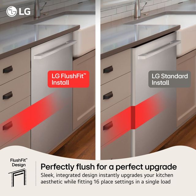 LG 24" PrintProof™ Stainless Steel FlushFit™ Top Control Built-In Dishwasher with QuadWash® Pro, TrueSteam® and Dynamic Heat Dry™-3