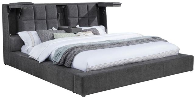 Coaster® Dreux Gray California King Upholstered Platform Panel Bed-1