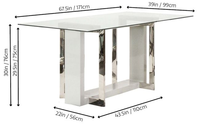 Cramco Olympia Glass Top Dining Table with Chrome/Light Gray Base-2