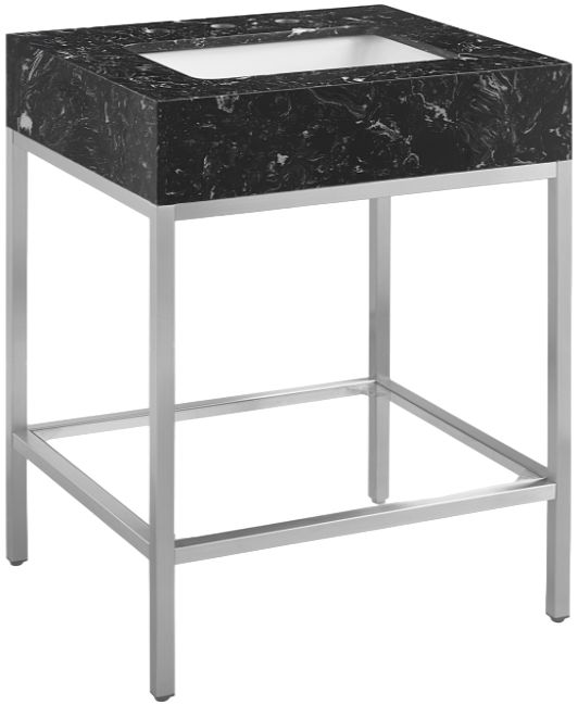 Meridian Furniture Marmo Black/Brushed Chrome 24" Bathroom Vanity-0