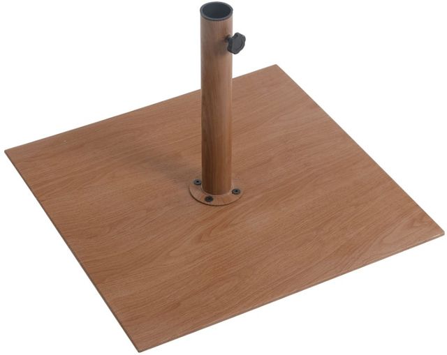 Meridian Furniture Amalfi White/White/Teak Aluminum Outdoor Patio Umbrella and Base-4