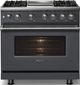 Viking® 5 Series 36" Cast Black Pro Style Dual Fuel (NG) Range with Polished Chrome Trim-2