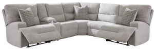 Front view of the Signature Design by Ashley® Acklen Place 6-Piece Pewter Modular Power Reclining Sectional