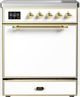 Ilve® Majestic III 30" White Pro Style Induction Range with Solid Door and Brass Trim-0