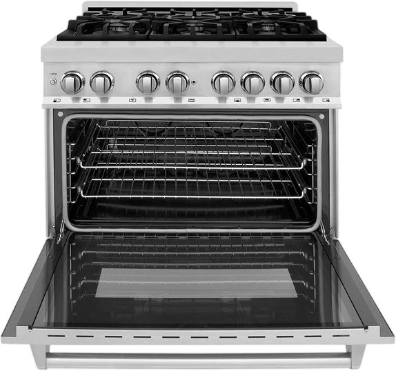 ZLINE 36" Satin Stainless Steel Pro Style Dual Fuel Range-1
