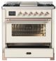 Ilve® Majestic III 36" Antique White Pro Style Dual Fuel Liquid Propane Range with Triple Glass Door and Copper Trim-3