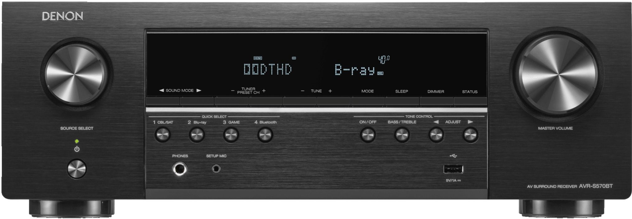 Denon AVR-S540BT ブラック Denon AV 5.2 Channel Surround Sound Receiver w/ 140 Watts
