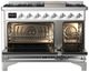 Ilve® Majestic III 48" White Pro Style Dual Fuel Natural Gas Range with Griddle and Chrome Trim-1