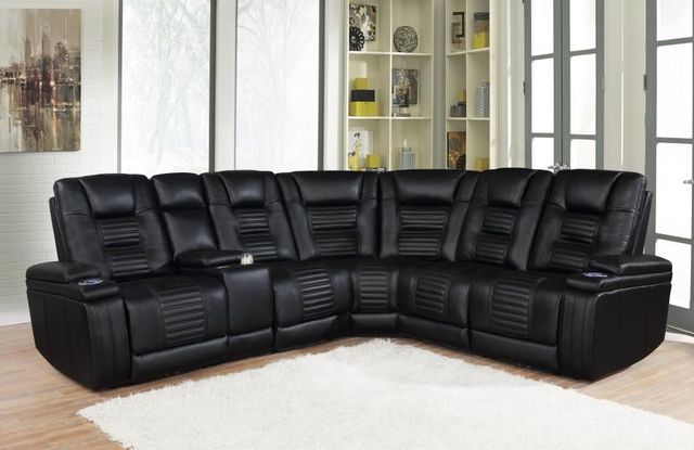 Coaster® Zane 6-Piece Black Power Reclining Sectional-2