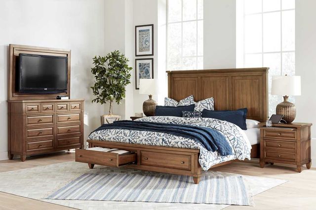 aspenhome® Thornton Sienna Queen Panel Storage Bed-3