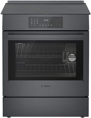 Front view of the Bosch® 800 Series 30" Black Stainless Steel Slide-in Induction Range