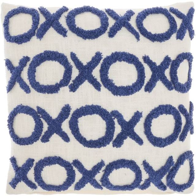 Nourison Home™ Lifestyle Blue Ink Tufted XOXO Throw Pillow-0