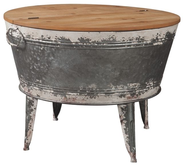 Signature Design by Ashley® Shellmond Brown Top Accent Cocktail Table with Antiqued Gray Base