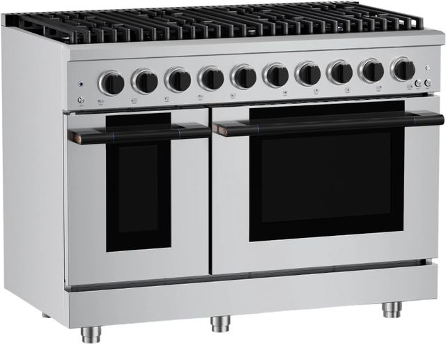 Hauslane HausPro 48" Stainless Steel Pro-Style Gas Range with Matte Black Knobs-3