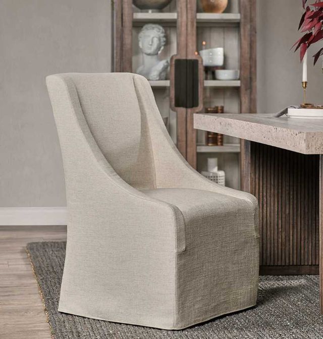 Classic Home Warwick Oatmeal Rolling Wingback Dining Chair-1