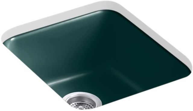 KOHLER® Iron/Tones® Teal 17" Top/Undermount Single-Bowl Bar Sink-0