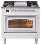 Ilve® Nostalgie II Noblesse 36'' White Pro Style Dual Fuel Range with Chrome Trim-0