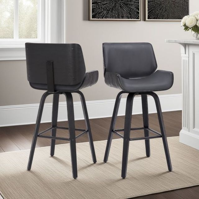 Armen Living Tyler Black Brushed/Gray Swivel Counter Stool-1