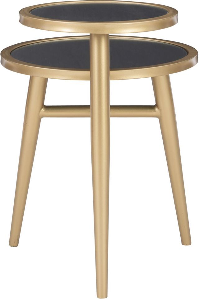 Powell® Jolson Mirrored Top Two Tiered Side Table with Gold Frame-3
