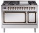 Ilve® Nostalgie II Noblesse 48'' Stainless Steel Pro Style Dual Fuel Range with Burnished Trim-0