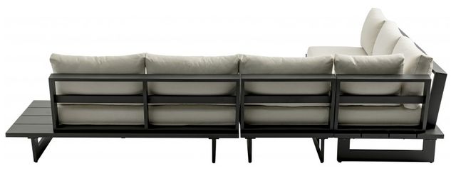 Meridian Furniture Maldives 4-Piece Cream/Gray Aluminum/Fabric 130" Outdoor Modular Sectional-3