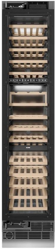 ZLINE Autograph Edition 18 in. 9 Cu. Ft. Panel Ready Left Hinge Triple Zone Column Wine Cooler with Polished Gold Accents-1