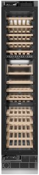 ZLINE Autograph Edition 18 in. 9 Cu. Ft. Panel Ready Left Hinge Triple Zone Column Wine Cooler with Polished Gold Accents-1
