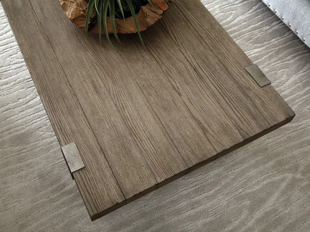 Hammary® Timber Forge Light Brown Rectangular Coffee Table with Aged Natural Silver Base-3