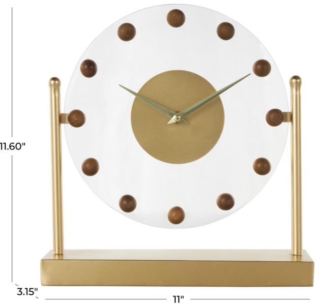 Deco Marche Gold Acrylic Face Clock with Wood Ball Accents-3