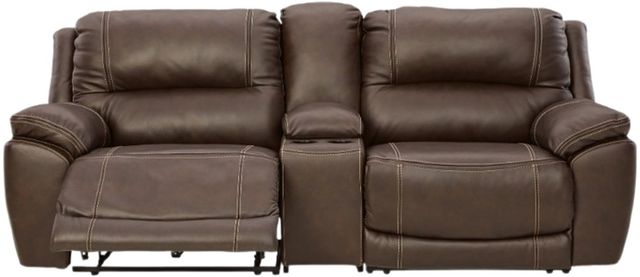Signature Design by Ashley® Dunleith 3-Piece Chocolate Small Spaced Power Reclining Loveseat with Console-1