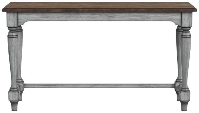 Flexsteel® Plymouth Distressed Graywash Sofa Table with Medium Brown Top-1
