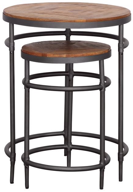Coast2Coast Home™ Trooper 2-Piece Natural Nesting Table with Black Base Set-3
