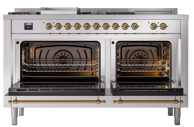 Ilve® Nostalgie II Series 60" Stainless Steel Pro Style Dual Fuel Range-2