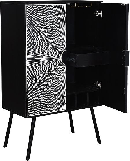 Moe's Home Collection Sunburst Black Wine Cabinet-1