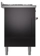 Ilve® Nostalgie II Noblesse 60'' Glossy Black Pro Style Dual Fuel Range with Copper Trim-2