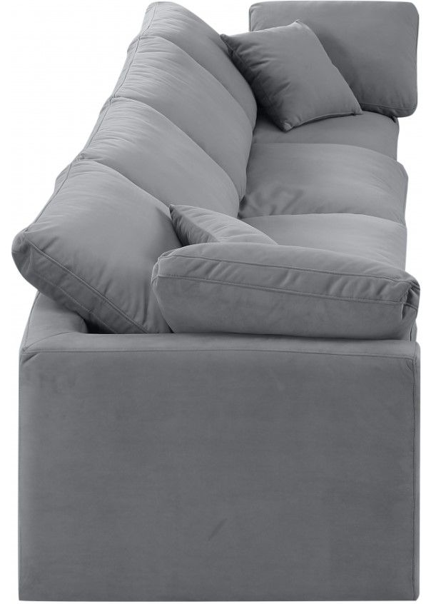 Meridian Furniture Indulge 4-Piece Gray Modular Velvet Sofa-2
