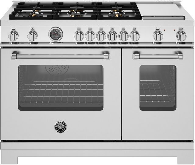 Bertazzoni Master Series 48" Fingerprint Resistant Stainless Steel Pro Style Dual Fuel Range