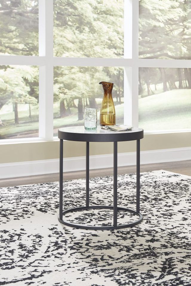 Signature Design by Ashley® Windron White End Table with Black Metal Base-4