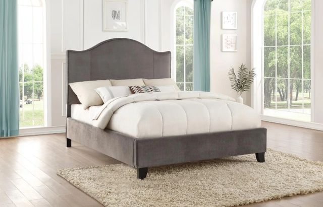 Homelegance® Carlow Gray California King Upholstered Panel Bed-1