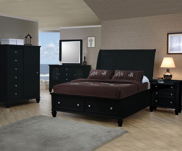 Coaster® Sandy Beach 5-Piece Black Queen Sleigh Storage Bedroom Set-0