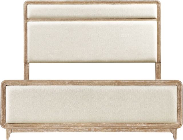 Mazin Furniture Wilshire Natural Oak Upholstered Queen Panel Bed-3