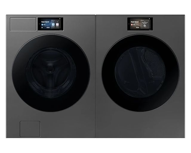 Samsung Bespoke Dark Steel Front Load Washer & Electric Dryer Laundry Pair-0