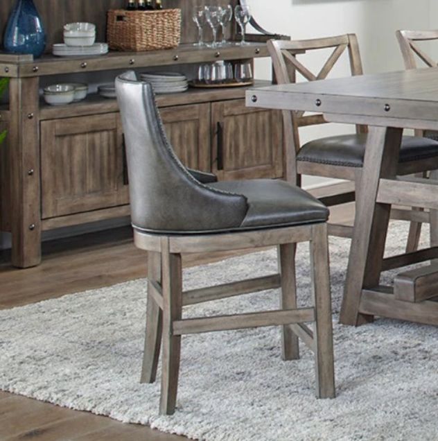 Parker House® Lodge 2-Piece Brown/Siltstone Swivel Counter Stool-1