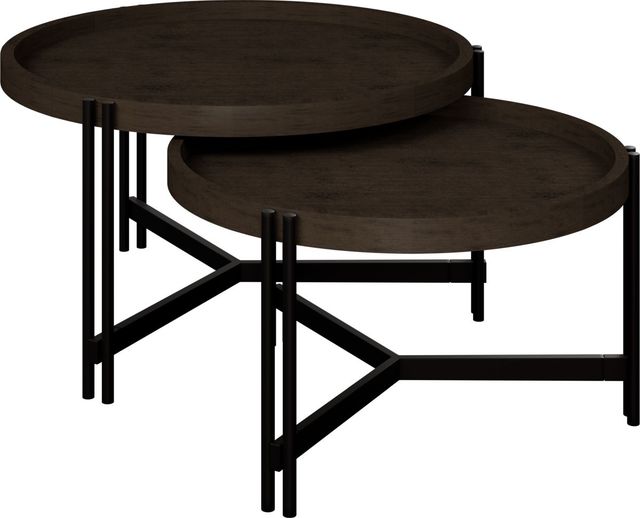Emerald Home Huron Dark Cocoa Nesting Coffee Table with Black Base-0