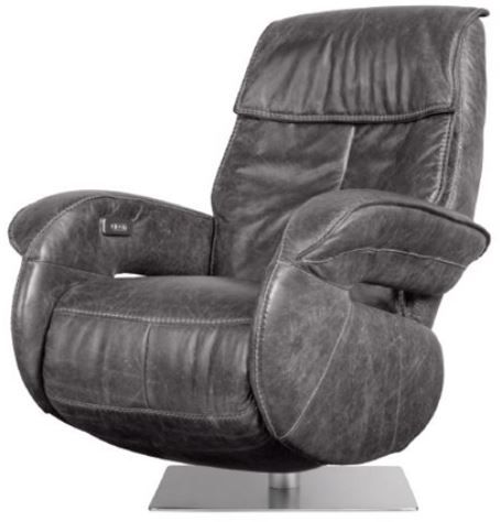 Fornirama 74 Black Power Swivel Recliner with Power Adjustable Headrest-0