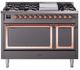 Ilve® Nostalgie II Noblesse 48'' Graphite Matte Pro Style Dual Fuel Range with Copper Trim-0